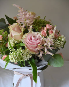 Pink rose and spray rose bouquet